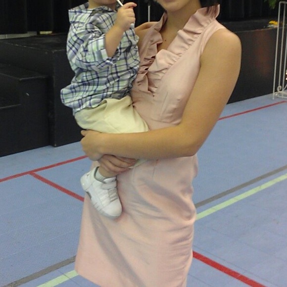 Pink Ruffle Neck Dress, size 2 - Picture 3 of 3